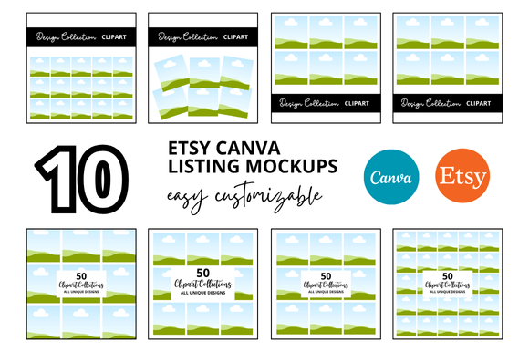 10 Clipart Etsy Listings Mockup: Your Shortcut to Professional Product Presentation