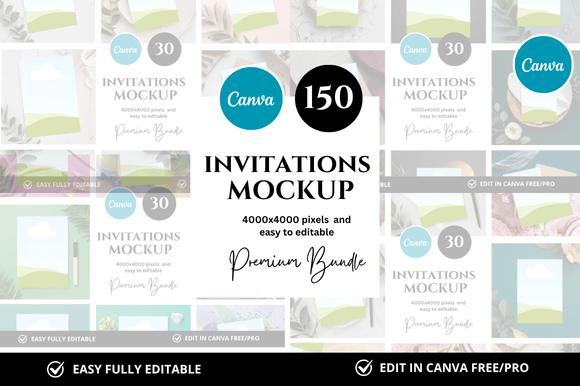150 Invitation Canva Mockup Bundle: Realistic Templates for Busy Creators and Small Businesses