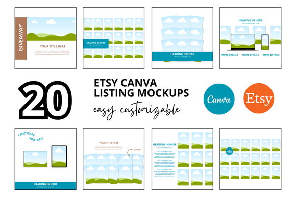 20 Printables Etsy Listings Mockup