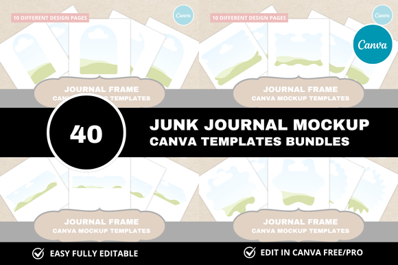 40 Junk Journal Canva Bundle: Your Creative Toolkit for Digital Collage and Design