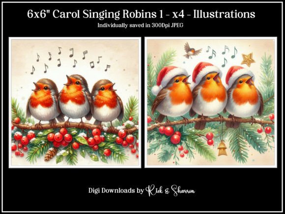 6x6 Carol Singing Robins 1–4 JPEG: A Versatile Digital Image Set