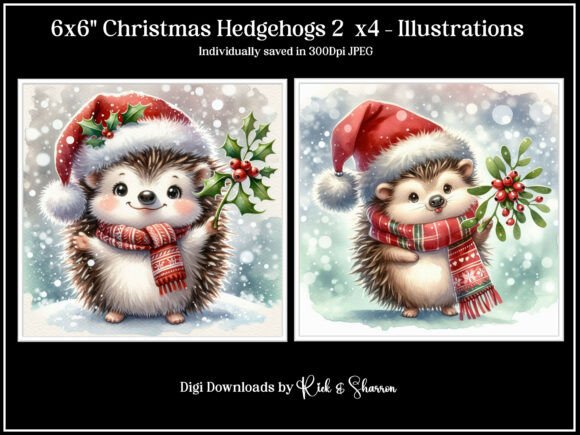 6x6 Christmas Hedgehogs 2x4 Illustration Guide