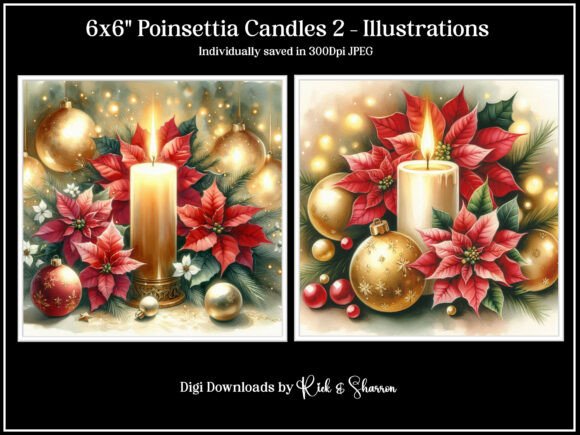6x6 Poinsettia Candles 2 - 5-8 JPEG: A Versatile Digital Design Resource for Holiday Projects