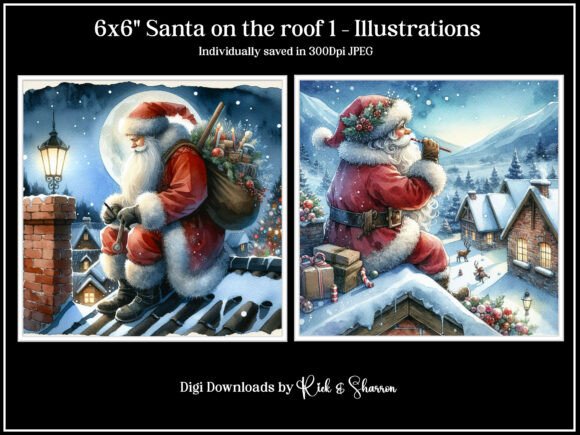 6x6 Santa on the Roof 1–4 JPEG