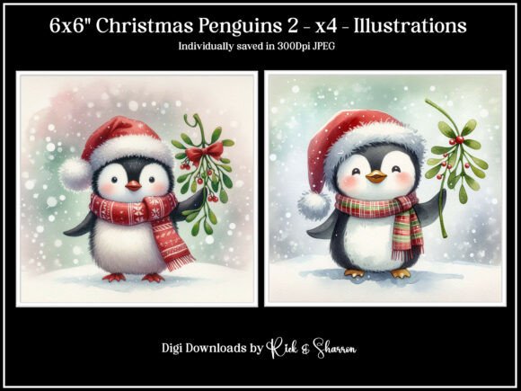 Christmas Penguins: A 6x6 Illustration Kit