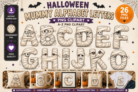 Halloween Mummy Alphabet Letters Clipart: Creative Solutions for Themed Projects