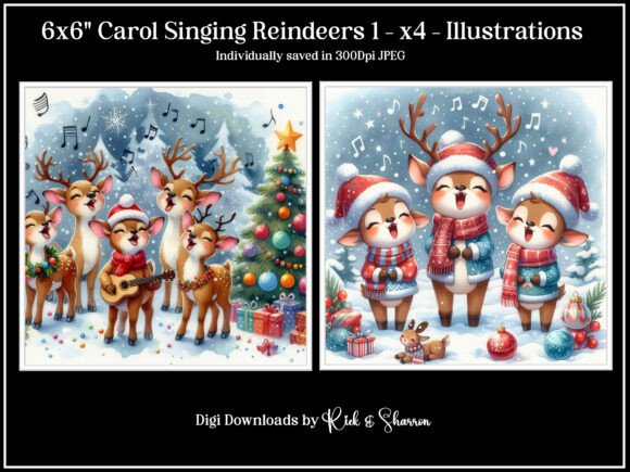 How to Get the Most from the 6x6 Carol Singing Reindeers 1-4 JPEG Collection