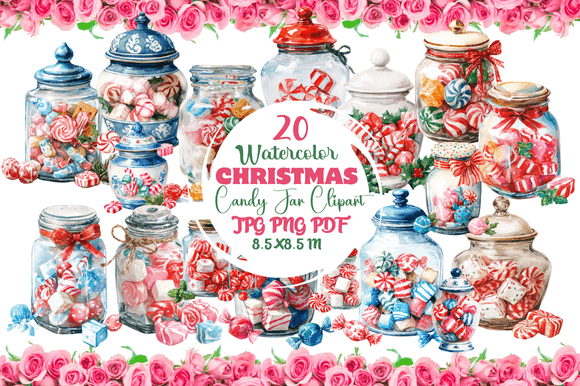 Watercolor Christmas Candy Jar Clipart: A Versatile Asset for Holiday Design