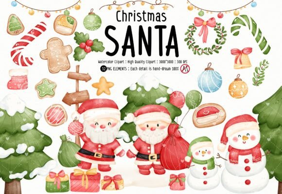 Watercolor Christmas Santa Claus Clipart: Elevating Holiday Visual Storytelling for Modern Creatives